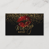 Makeup Artist Cinnamon Red Lips op zwart Visitekaartje (Voorkant)