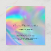 Makeup Artist Colorful Holographic Glam Vierkante Visitekaartje (Achterkant)