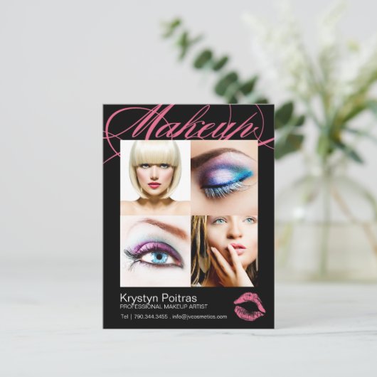 Makeup Artist Comp Card Briefkaart (Staand voorkant)