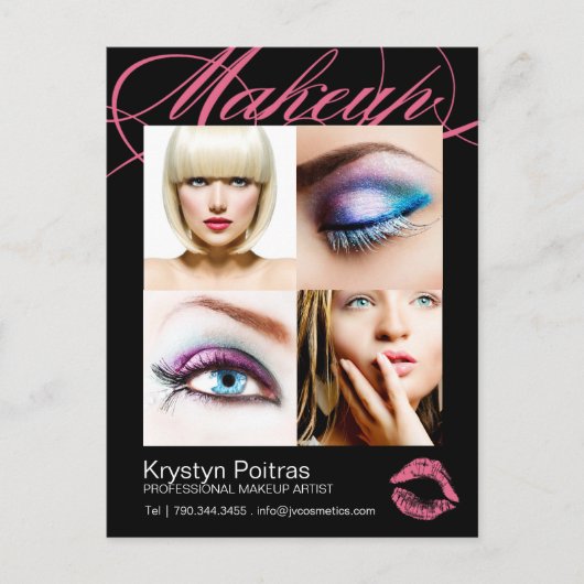 Makeup Artist Comp Card Briefkaart (Voorkant)