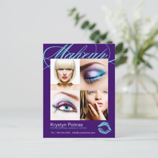 Makeup Artist Comp Card Briefkaart (Staand voorkant)