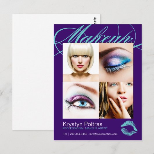 Makeup Artist Comp Card Briefkaart (Voorkant / Achterkant)