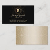 Makeup Artist Confetti Gold Monogram Modern Visitekaartje (Voorkant / Achterkant)