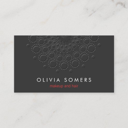 Makeup Artist Cool Faux Emboed Black Visitekaartje (Voorkant)