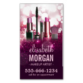 Makeup Artist Cosmetician - Roze Beauty Glitter Magnetisch Visitekaartje (Voorkant Verticaal)
