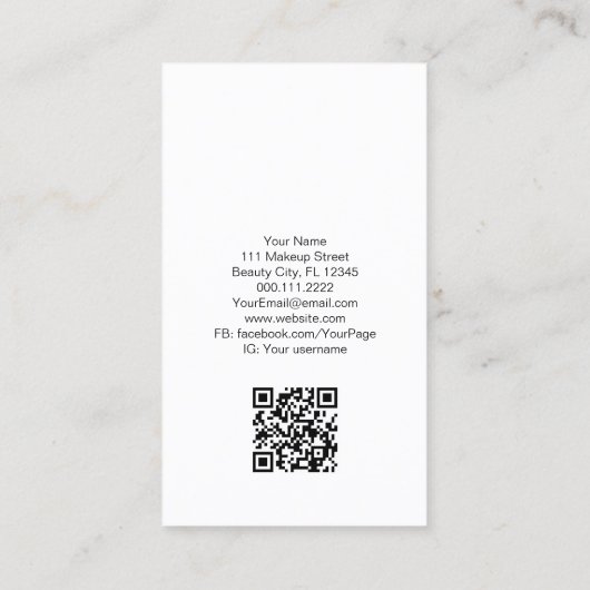 Makeup Artist Cosmetoloog Beauticiste QR Code Visitekaartje (Achterkant)
