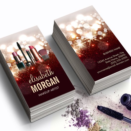 Makeup Artist Cosmetoloog Shiny Glitter Sparkle Visitekaartje