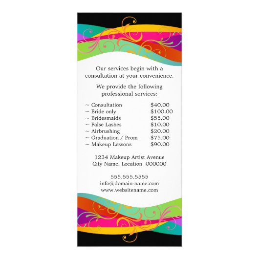 Makeup Artist Custom Rack Kaart (Achterkant)