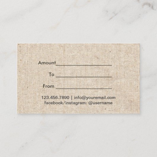 Makeup Artist  Damask Gift Certificaten (Achterkant)