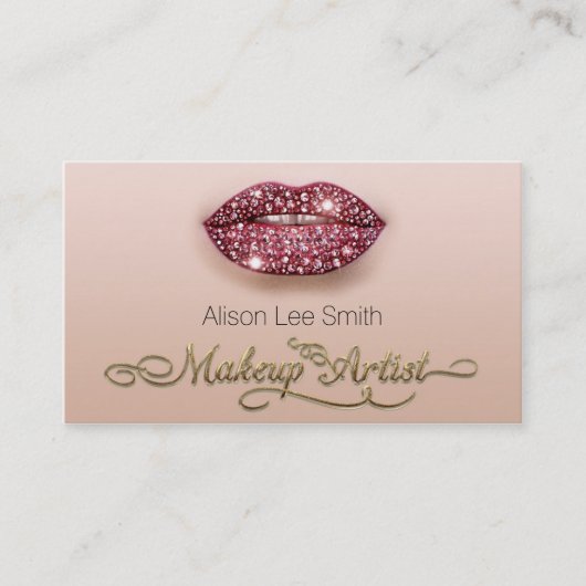 Makeup Artist / Diamonds Sparkle Lips Visitekaartje (Voorkant)