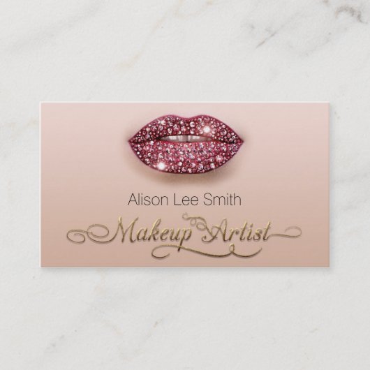 Makeup Artist / Diamonds Sparkle Lips Visitekaartje (Voorkant)