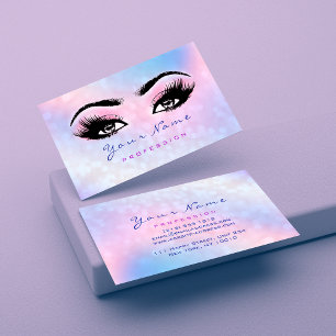 Makeup Artist Dusty Blue Eyelash Holografen Roze Visitekaartje