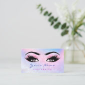 Makeup Artist Dusty Blue Eyelash Holografen Roze Visitekaartje (Staand voorkant)