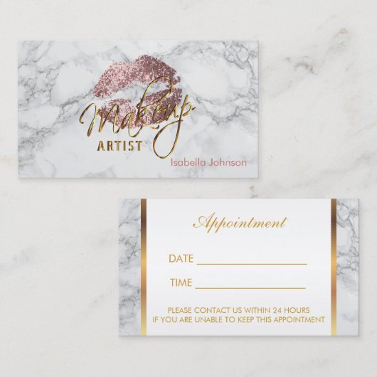Makeup Artist Dusty Roos Benoeming Afsprakenkaartje (Voorkant / Achterkant)