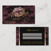 Makeup Artist Dusty Roos en Zwarte Benoeming Afsprakenkaartje (Voorkant / Achterkant)