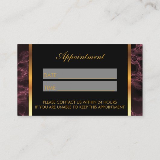 Makeup Artist Dusty Roos en Zwarte Benoeming Afsprakenkaartje (Achterkant)