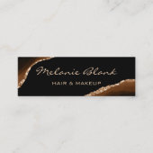Makeup Artist Elegant Agate Black en Gold Marble Mini Visitekaartje (Voorkant)