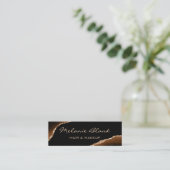 Makeup Artist Elegant Agate Black en Gold Marble Mini Visitekaartje (Staand voorkant)