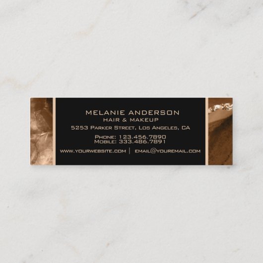 Makeup Artist Elegant Agate Black en Gold Marble Mini Visitekaartje (Achterkant)