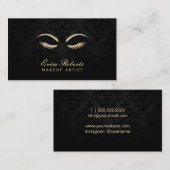 Makeup Artist Elegant Dark Damask Salon Visitekaartje (Voorkant / Achterkant)