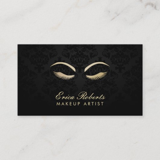Makeup Artist Elegant Dark Damask Salon Visitekaartje (Voorkant)