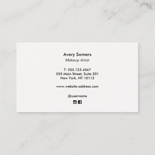 Makeup Artist Elegant Faux Ingegraveerd Rosette Bl Visitekaartje (Achterkant)