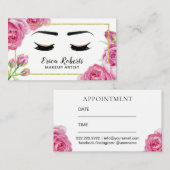 Makeup Artist Elegant Floral Salon Benoeming Afsprakenkaartje (Voorkant / Achterkant)