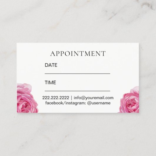 Makeup Artist Elegant Floral Salon Benoeming Afsprakenkaartje (Achterkant)