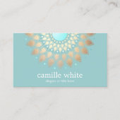 Makeup Artist Elegant Gold  Motif Turquoise Visitekaartje (Voorkant)
