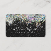 Makeup Artist Elegant Holografyc Glitter Black Visitekaartje (Voorkant)
