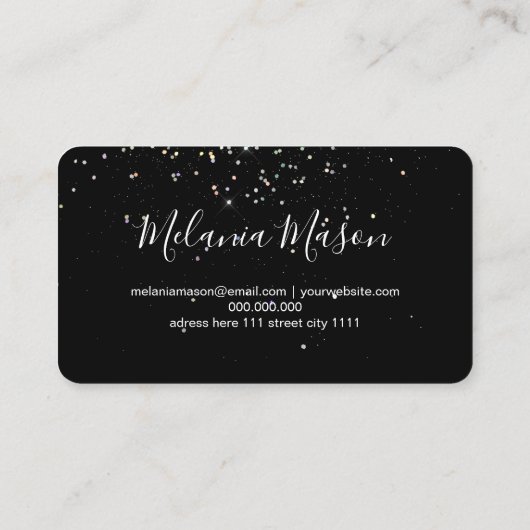 Makeup Artist Elegant Holografyc Glitter Black Visitekaartje (Achterkant)