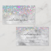 Makeup Artist Elegant Holographic Glitter Silver Visitekaartje (Voorkant / Achterkant)