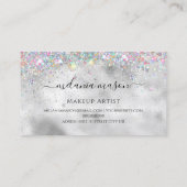Makeup Artist Elegant Holographic Glitter Silver Visitekaartje (Achterkant)