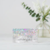 Makeup Artist Elegant Holographic Glitter Silver Visitekaartje (Staand voorkant)