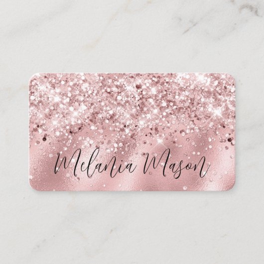 Makeup Artist Elegant Roos Gold Glitter Sparkly Visitekaartje (Voorkant)