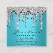 Makeup Artist Event Glitter 3D Silver Blue Ocean Vierkante Visitekaartje (Achterkant)