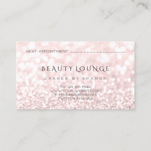 Makeup Artist Event Lashes Beauty Pink Grey Blush Afsprakenkaartje (Achterkant)