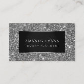 Makeup Artist Event Planner Black Silver Glitter Visitekaartje (Voorkant)