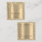 Makeup Artist Event Planner Champagne Gold DripVIP Afsprakenkaartje (Voorkant / Achterkant)