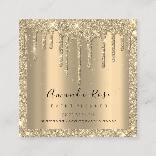 Makeup Artist Event Planner Champagne Gold DripVIP Afsprakenkaartje (Voorkant)