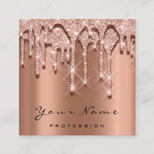 Makeup Artist Event Planner Glitter 3D Copper Vierkante Visitekaartje