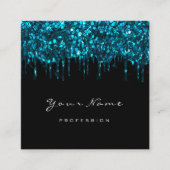 Makeup Artist Event Planner Glitter Black Blue Vierkante Visitekaartje (Voorkant)