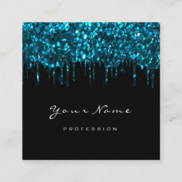 Makeup Artist Event Planner Glitter Black Blue Vierkante Visitekaartje