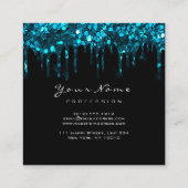 Makeup Artist Event Planner Glitter Black Blue Vierkante Visitekaartje (Achterkant)