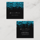 Makeup Artist Event Planner Glitter Black Blue Vierkante Visitekaartje (Voorkant / Achterkant)