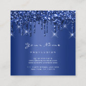 Makeup Artist Event Planner Glitter Blue Marine Vierkante Visitekaartje (Achterkant)