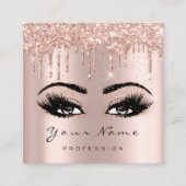 Makeup Artist Event Planner Glitter Eyelash Square Vierkante Visitekaartje (Voorkant)