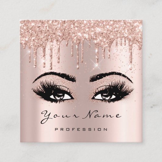 Makeup Artist Event Planner Glitter Eyelash Square Vierkante Visitekaartje (Voorkant)