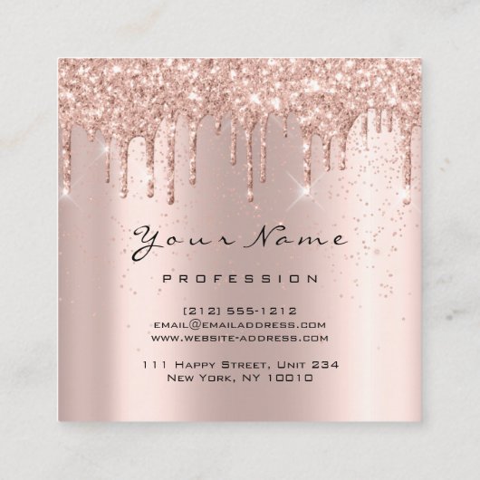 Makeup Artist Event Planner Glitter Eyelash Square Vierkante Visitekaartje (Achterkant)