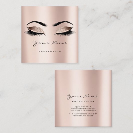 Makeup Artist Event Planner Glitter Eyes Lashes Vierkante Visitekaartje (Voorkant / Achterkant)